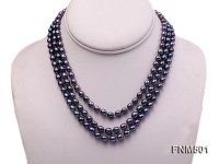 3 strand black oval freshwater pearl necklace with seashell necklace
