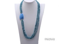 6-7mm blue flat freshwater pearl with gemstone necklace
