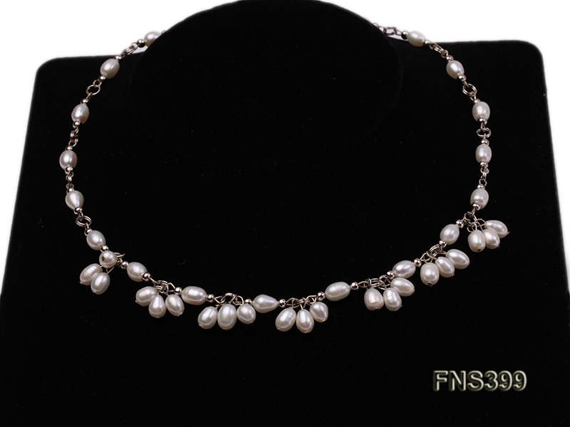 5-6mm natural white rice freshwater pearl single necklace