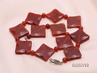 25x25mm red square and 6.5mm red round agate necklace