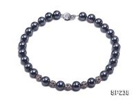 12mm grayish black seashell pearl necklace