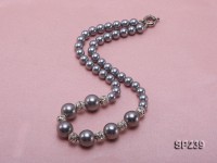8-14mm Elegant Silver Seashell Pearl Necklace With Zircon Accessory