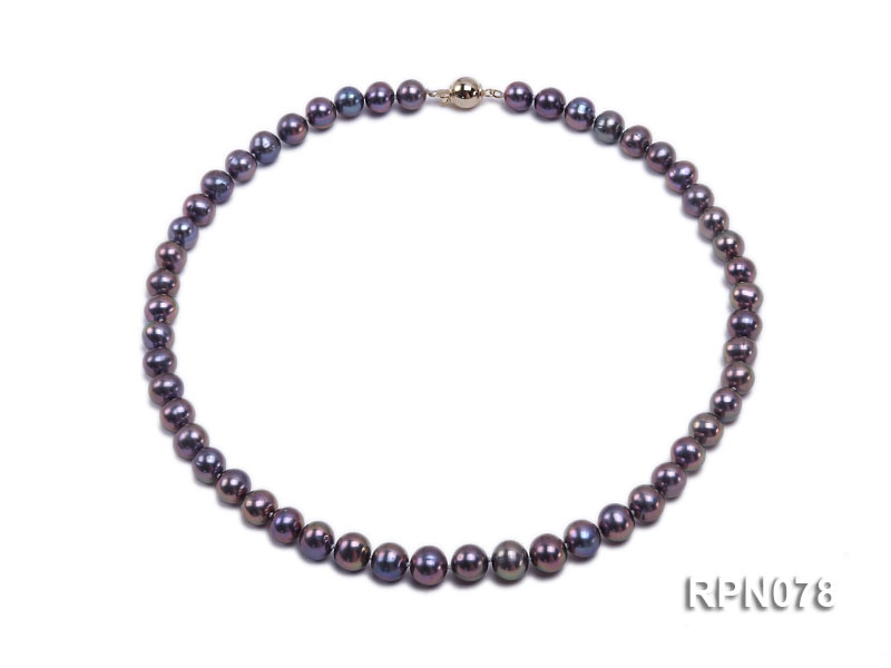 7-8mm black round freshwater pearl single strand necklace