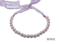 12mm Light Lavender Shell Pearl Necklace with Ribbon