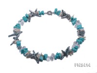 Blue irregular freshwater pearl with white crysatl turquoise and biwa-shaped pearl necklace