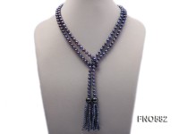 7-8mm black round freshwater pearl opera necklace