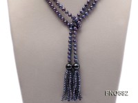 7-8mm black round freshwater pearl opera necklace