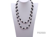 7*8mm natural white rice freshwater pearl with blue sandstone necklace