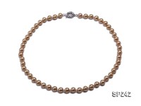 8mm light coffee round seashell pearl necklace