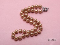 10mm light coffee round seashell pearl necklace