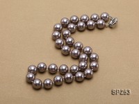 Elegant 12mm grey round seashell pearl necklace