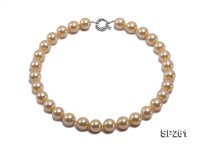 14mm golden round seashell pearl necklace