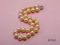14mm golden round seashell pearl necklace