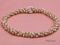 5-6mm natural white freshwater pearl with green chips opera necklace