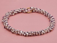 5-6mm natural white freshwater pearl with amethyst chips opera necklace