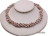 5-6mm natural white freshwater pearl with red garnet chips opera necklace