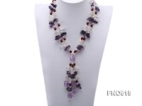 5-6mm natural white rice pearl with rice red agate and amethyst necklace