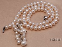 natural 7mm white flat freshwater pearl single strand necklace