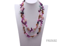 7-9mm freshwater pearl with pink crystal and tiger eyes crystal necklace