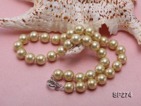 12mm light golden round seashell pearl necklace