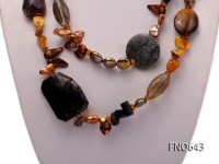 8*14mm coffee pearl coral and shell opera necklace