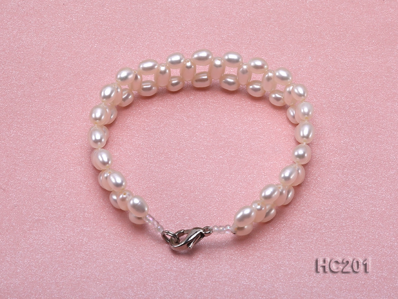 4.5x6mm white oval freshwater pearl bracelet