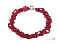 4.5-10mm Round Red Coral Three-Strand Necklace
