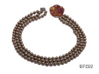 8mm chocolate round the south seashell pearl three-strand necklace