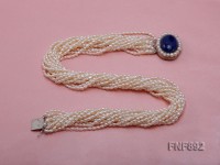 Multi-strand 3-4mm Whiter Freshwater Pearl Necklace with a Lapis Lazuli Clasp
