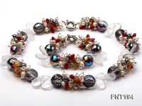 Freshwater Pearl, Coral Beads & Crystal Beads Necklace and Bracelet Set