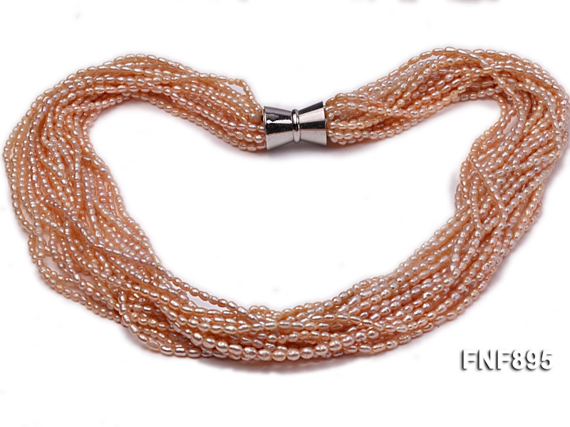 Twenty-strand 3-4mm Pink Freshwater Pearl Necklace