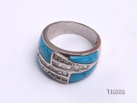 12x5mm blue irregular turquoise ring  with sterling silver setting