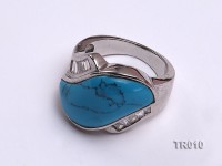 14x25mm blue irregular turquoise ring  with sterling silver
