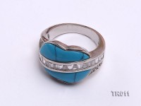 18×5.5mm blue irregular turquoise ring  with sterling silver