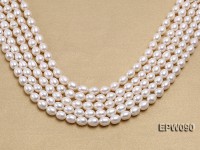 Wholesale AAA-grade 8.5X10.5mm Classic White Rice-shaped Freshwater Pearl String