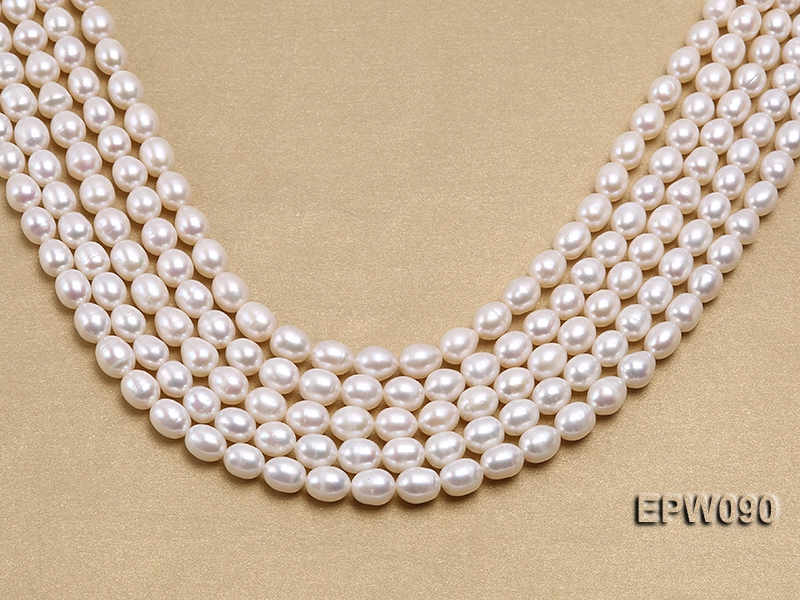 Wholesale AAA-grade 8.5X10.5mm Classic White Rice-shaped Freshwater Pearl String
