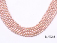 Wholesale AAA-grade 5x6mm Pink Rice-shaped Freshwater Pearl String