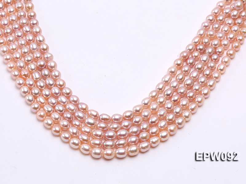 Wholesale AAA-grade 8X10mm Natural Pink Rice-shaped Freshwater Pearl String