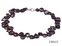 Classic 12x15mm Dark-purple Button Freshwater Pearl Necklace