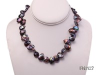 Classic 12x15mm Dark-purple Button Freshwater Pearl Necklace