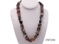 Colorful Tourmaline & Crystal Chips and Freshwater Pearl Necklace and Bracelet Set