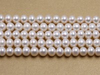 Wholesale 9-10mm Nice-quality White Flat Cultured Freshwater Pearl String