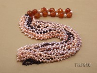 Freshwater Pearl, Faceted Agate Beads and Garnet Beads Necklace