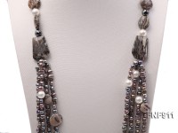 Freshwater Pearl, Seashell Pearl, Picasso Agate Beads and Faceted Crystal Necklace
