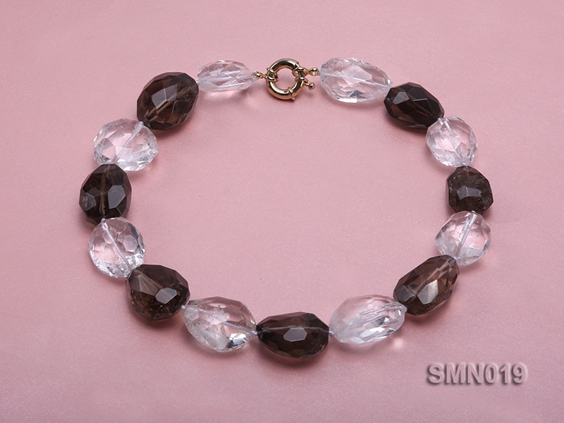 20x30mm Smoky Quartz and Rock Crystal Necklace