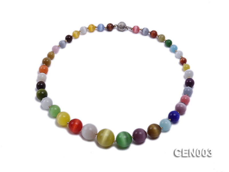 7-18mm Round Colorful Cat’s Eye Beads Necklace
