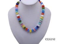 9.5mm Colorful Flat Faceted Cat’s Eye Beads Necklace
