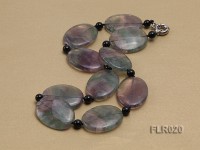 30x40mm Oval Fluorite Pieces and Round Black Agate Beads Necklace