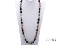 13x18mm multicolor shuttle-type agate necklace