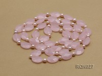 15x20mm Faceted Oval Rose Quartz and Pink Freshwater Pearl Necklace